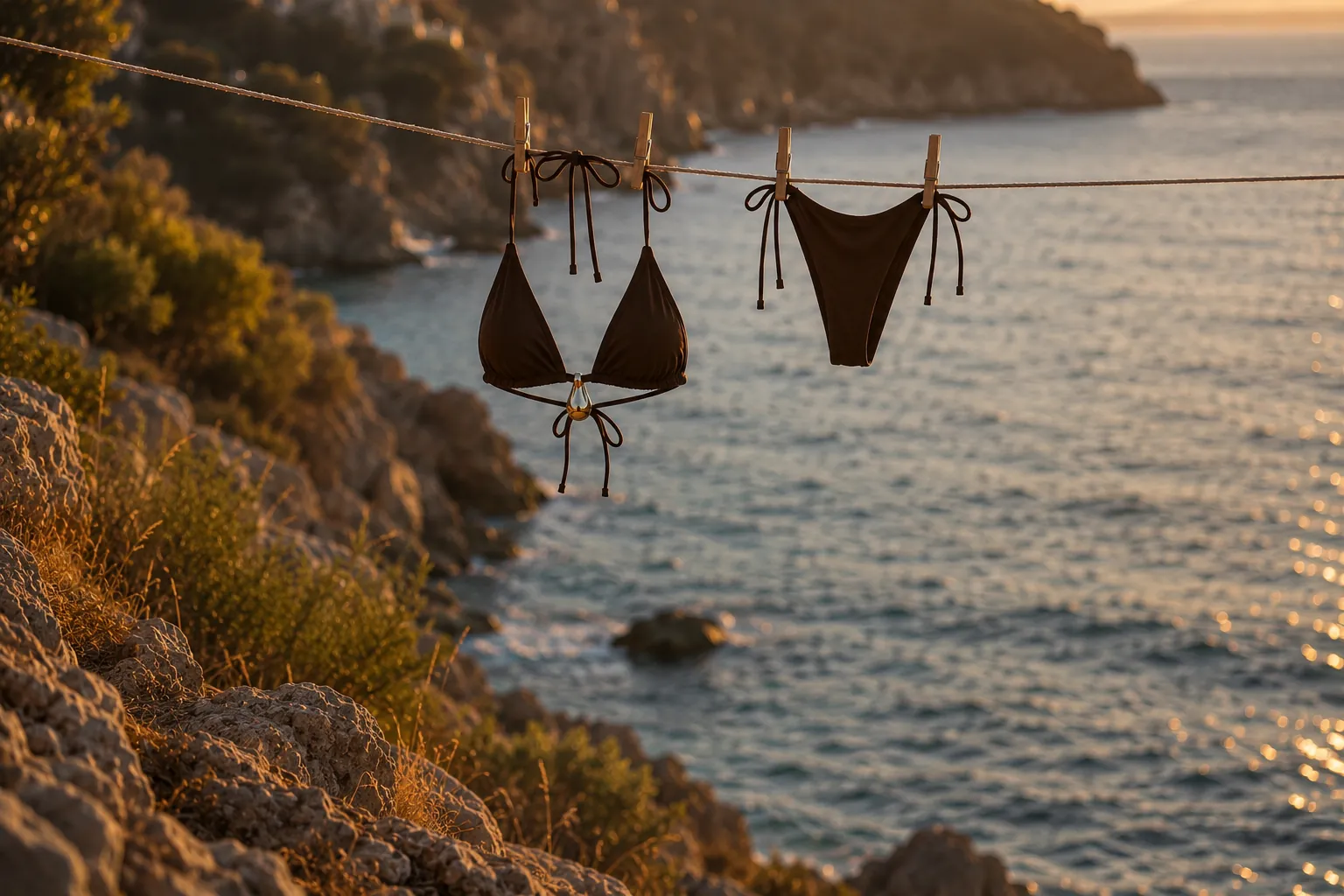 Bikini steso sopra il mare